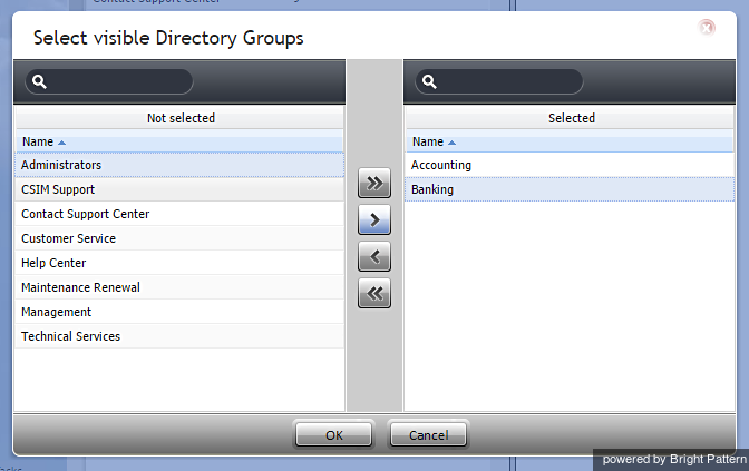 Two directory groups are made visible to the team.