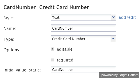 CreditCardNumber settings