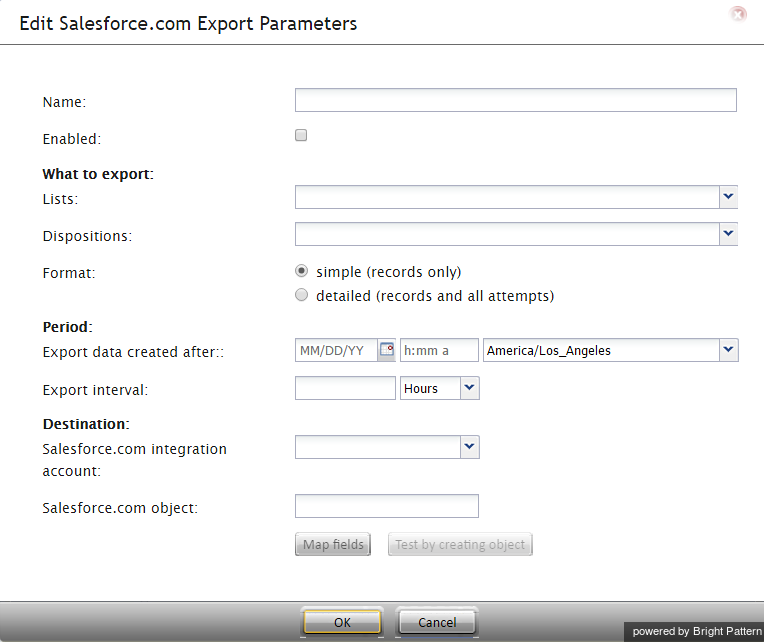 Edit Salesforce.com Export Parameters